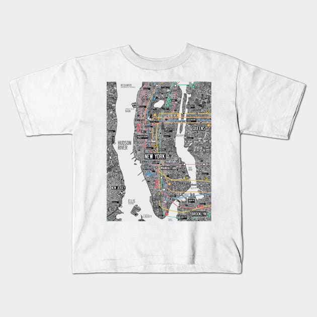 New York city subway map Kids T-Shirt by ol1ie